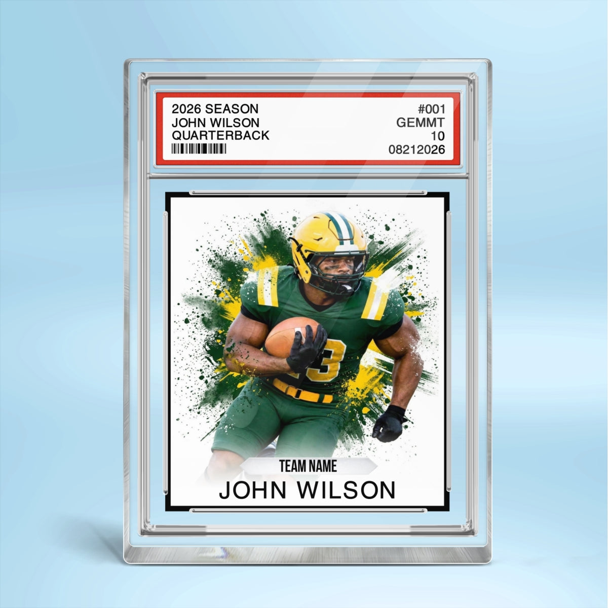 Sport Player Trading Card Style Custom Athlete Player Photo- Personalized Acrylic Block Plaque - Gift Keepsake For Football, Soccer, Baseball, Basketball Sport Players