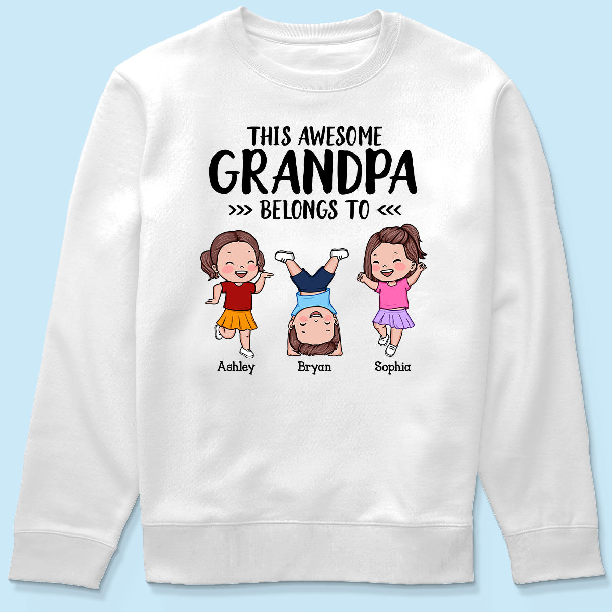 This Awesome Daddy Grandpa Belongs To Happy Kids Vector Personalized Shirt
