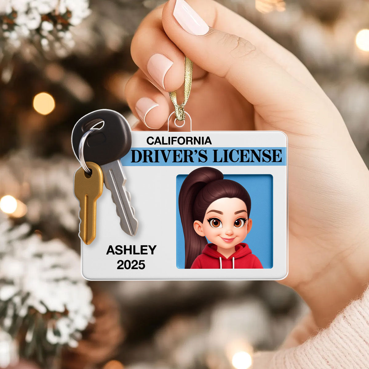 Driver's License 3D Effect - Personalized Acrylic Ornament - Christmas Gift For New Drivers, Teen Boy Teen Girl