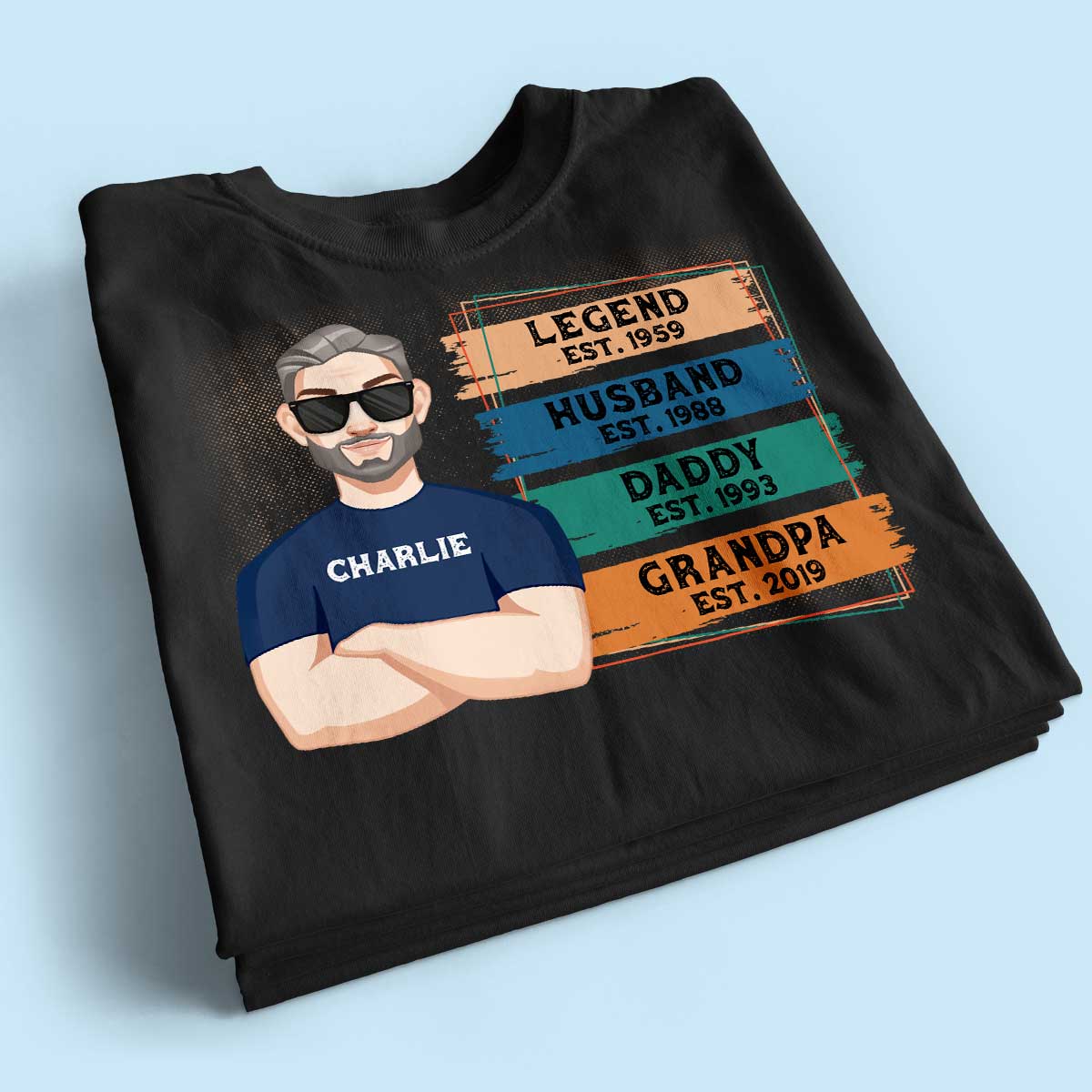 Legend Grandpa Est. Wooden Texture Personalized Shirt