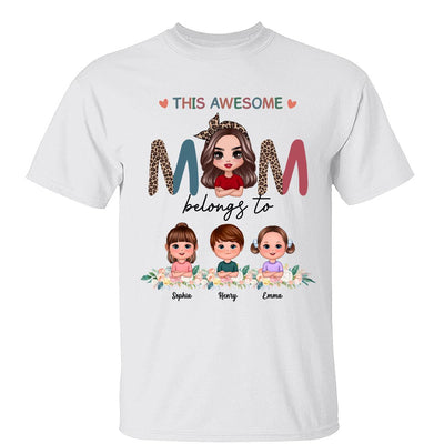 Awesome Mom Belongs To Doll Kids Half Leopard Colorful Personalized Shirt
