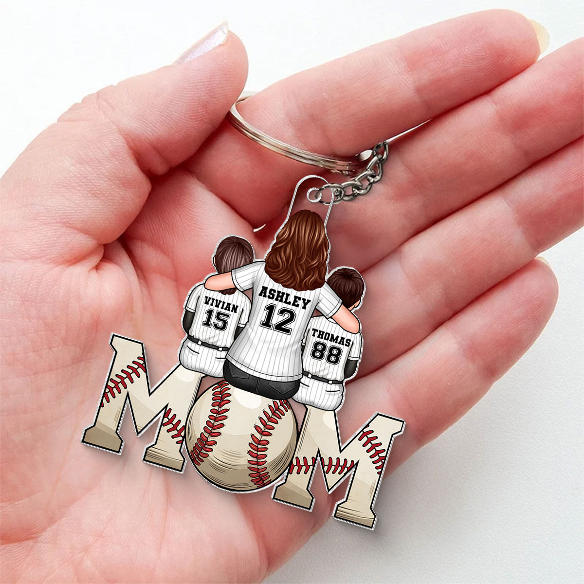 Baseball, Softball Mom And Kids Personalized Acrylic Keychain, Gift