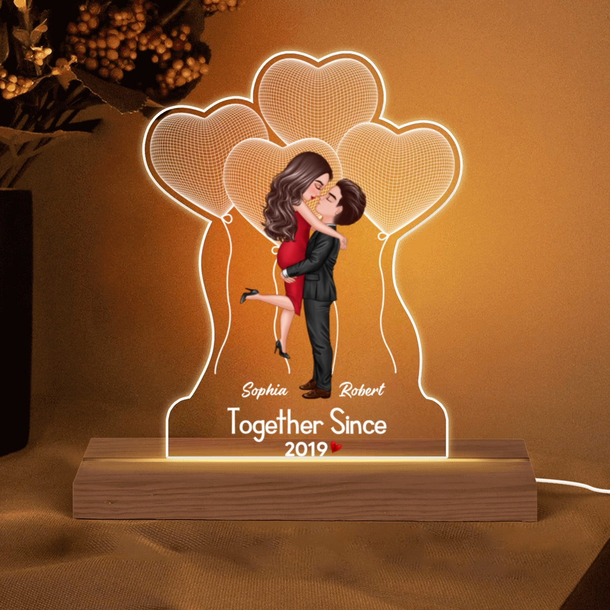 Hugging Couple Balloon Personalized Custom Shape LED Night Light LED Lamp