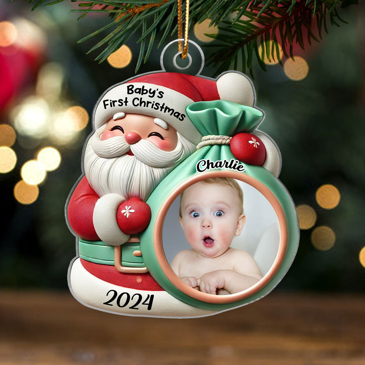 Little Bundle Big Joy Upload Photo Baby Ornament, 2024 Keepsake Christmas Ornament, Baby Shower Gifts, Gift For Newborns