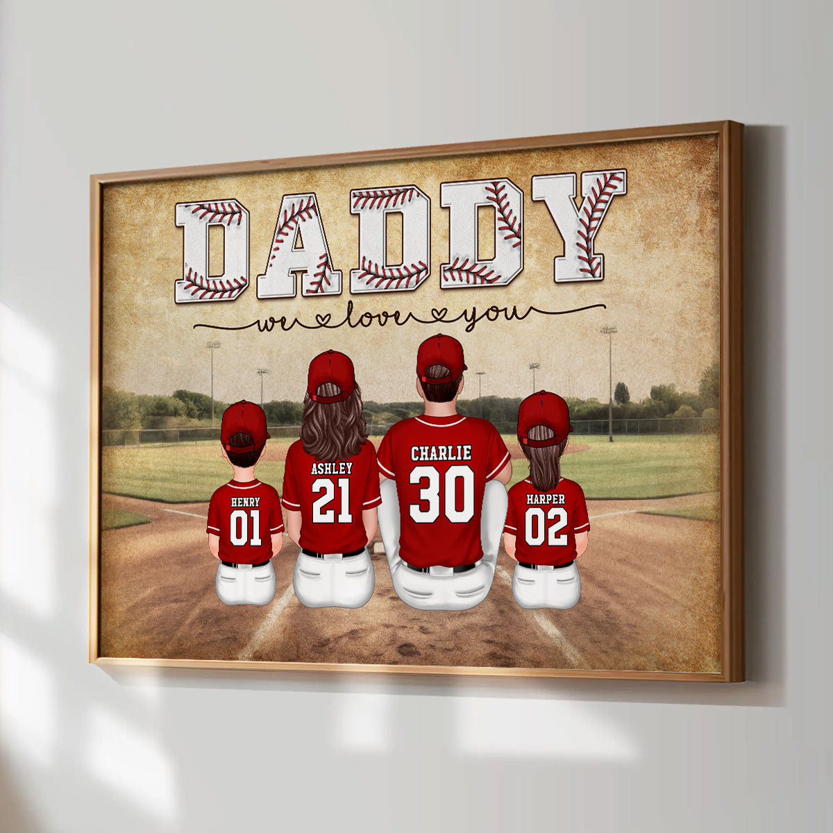 Retro Vintage Baseball Family Dad We Love You Personalized Poster, Gift For Dad