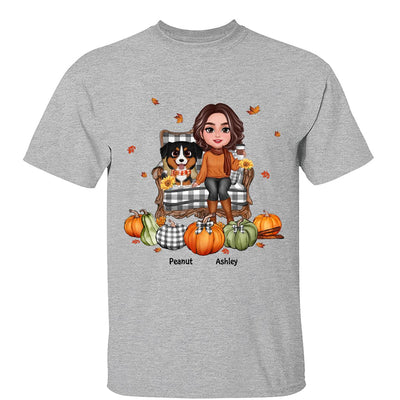 Fall Season Dog Mom On Chair Watercolor Cute Dogs Personalized Shirt