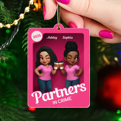 Besties Sisters 3D Effect Pink Toy Box - Personalized Acrylic Ornament - Gift for Besties, Best Friends