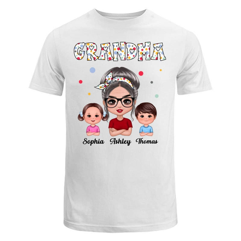 Colorful Dot Doll Grandma Grandkids Personalized Shirt