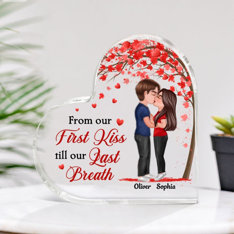 Doll Couple Kissing Under Red Heart Tree Gift For Him For Her Personalized Heart Plaque