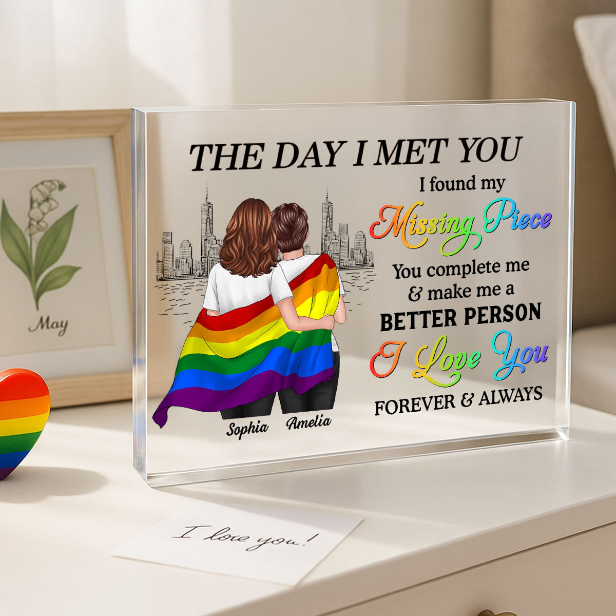 Pride Month LGBT Couple The Day I Met You Personalized Rectangle Acrylic Block Plaque, Gift For Couple