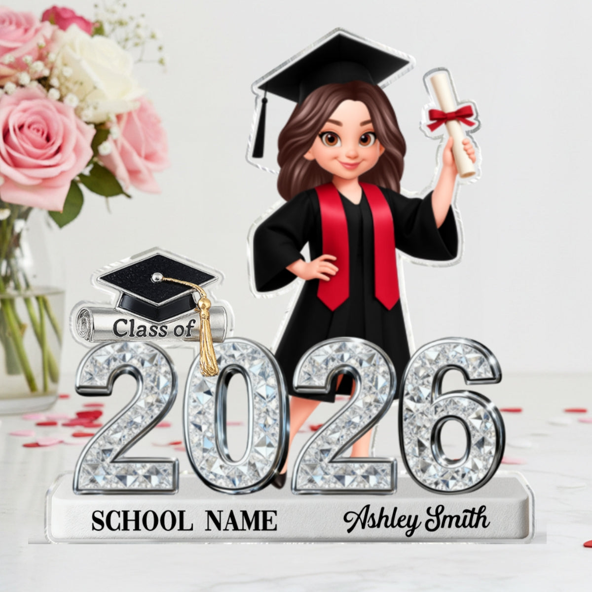 Class Of 2026 2027 Senior Shiny Effect 2D Flat - Personalized Acrylic Block Plaque - Graduation Gift For Graduates, Daughter, Son