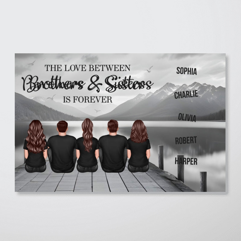 Brothers & Sisters Forever Linked Together Sign Posts Personalized Poster, Home Decoration, Gift For Siblings