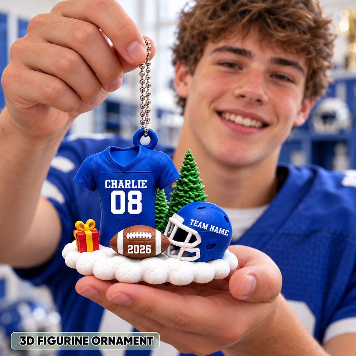 Proud American Football Player Uniform - Personalized 3D Printed Ornament - Real 3D Ornament, Christmas Gift For American Football Players, Grandson, Son, Granddaughter, Daughter