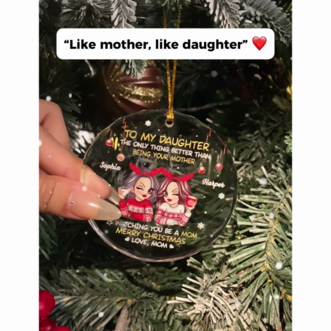 To My Daughter Son Merry Christmas Personalized Glass Ornament, Christmas Gift For Daughters, Sons