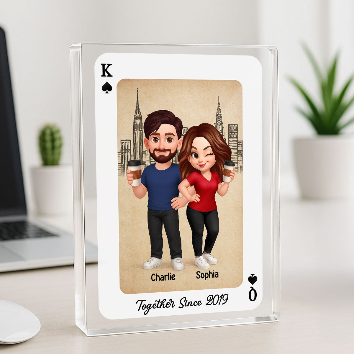 King and Queen Couple Personalized Acrylic Block, Anniversary Gift for him for her