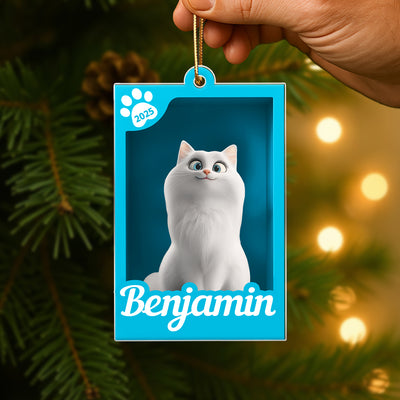 Cute Pet In Toy Box - Personalized Acrylic Ornament - Christmas Gift For Dog Cat Lovers