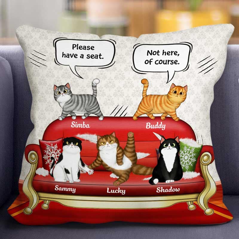 Cats Scratching Sofa Personalized Pillow