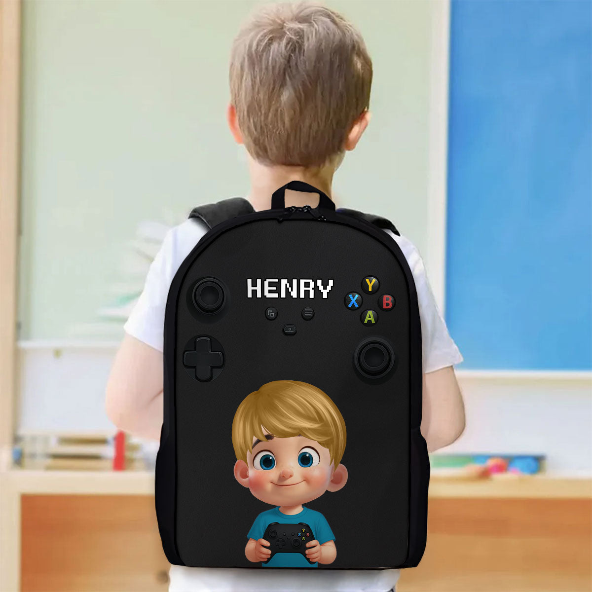 Personalized Gamer Backpack for Boys Girls, Back to School Backpack for Kids (Kid's Name is Optional)
