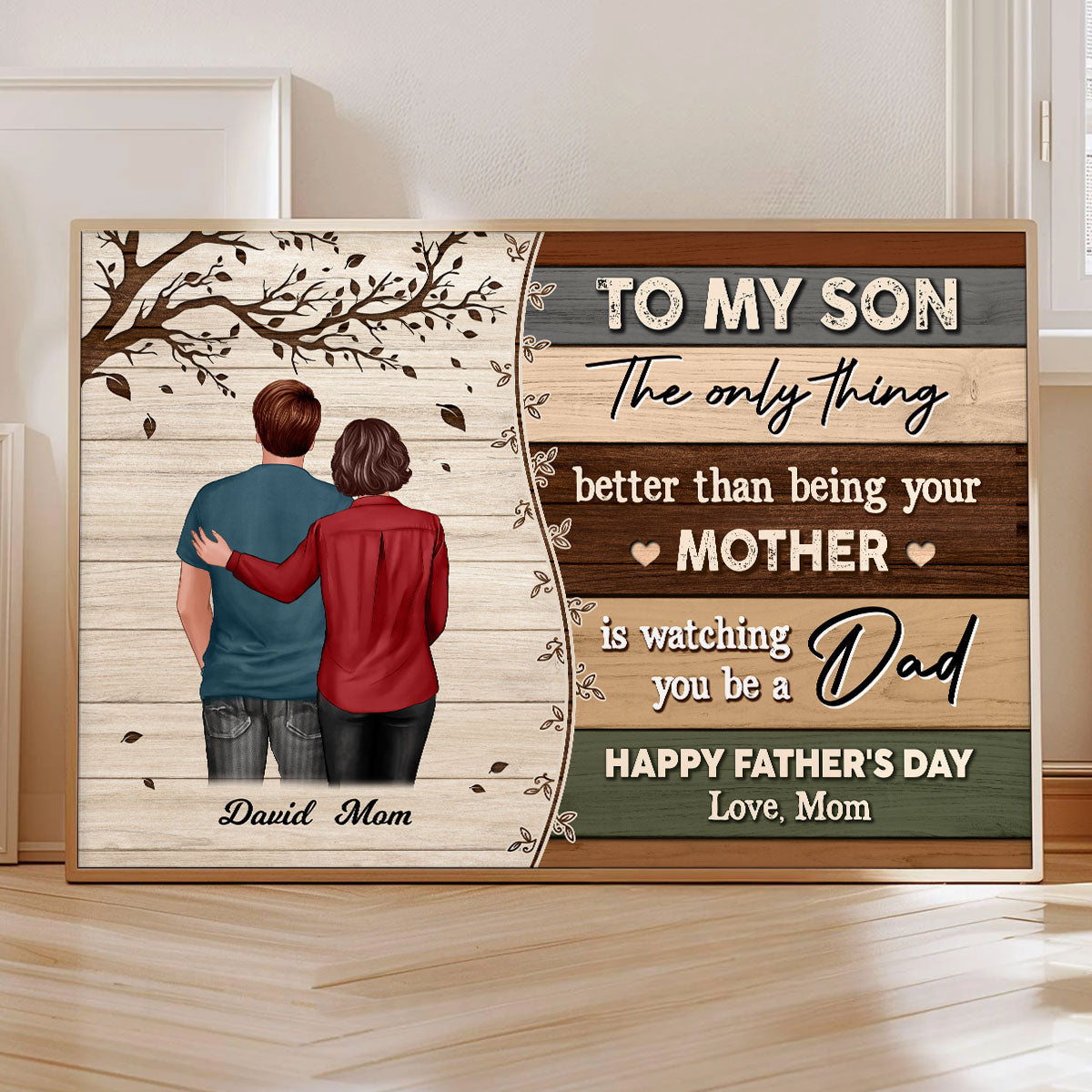 To My Son From Mom Happy Father's Day Colorful Pallets Texture Personalized Poster