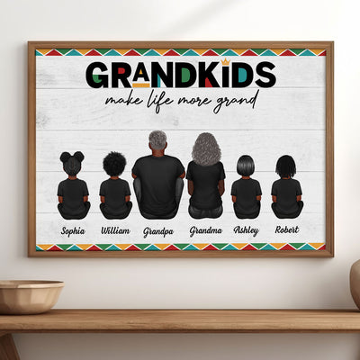 Tribal Pattern Grandkids Make Life Grand - Personalized Poster - Gift For National Grandparents Day
