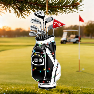 Custom Golf Bag - Personalized Acrylic Ornament - Christmas Gift for Golf Lovers, Gift for him, Dad, Grandpa