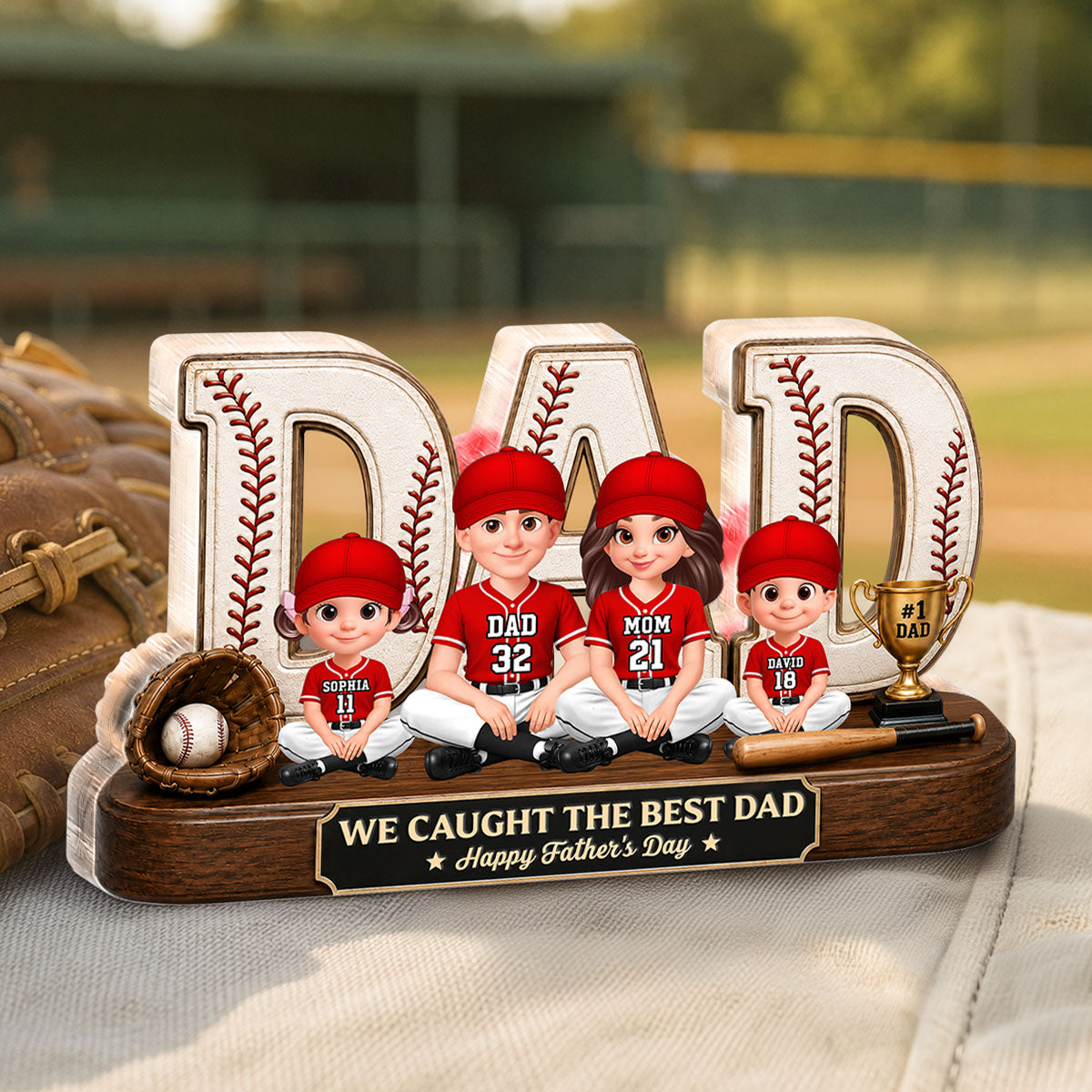 Baseball Legend Daddy's Dream Team - Personalized Acrylic Block Plaque - Father's Day Gift For Dad