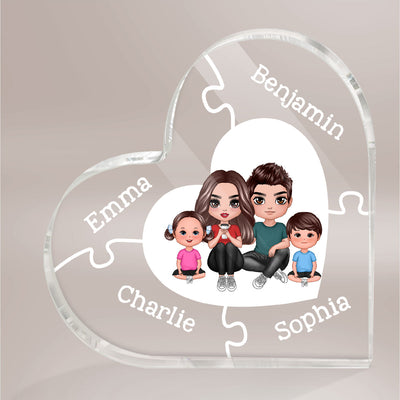 Together We Make A Family Puzzle Heart Personalized Acrylic Heart Plaque