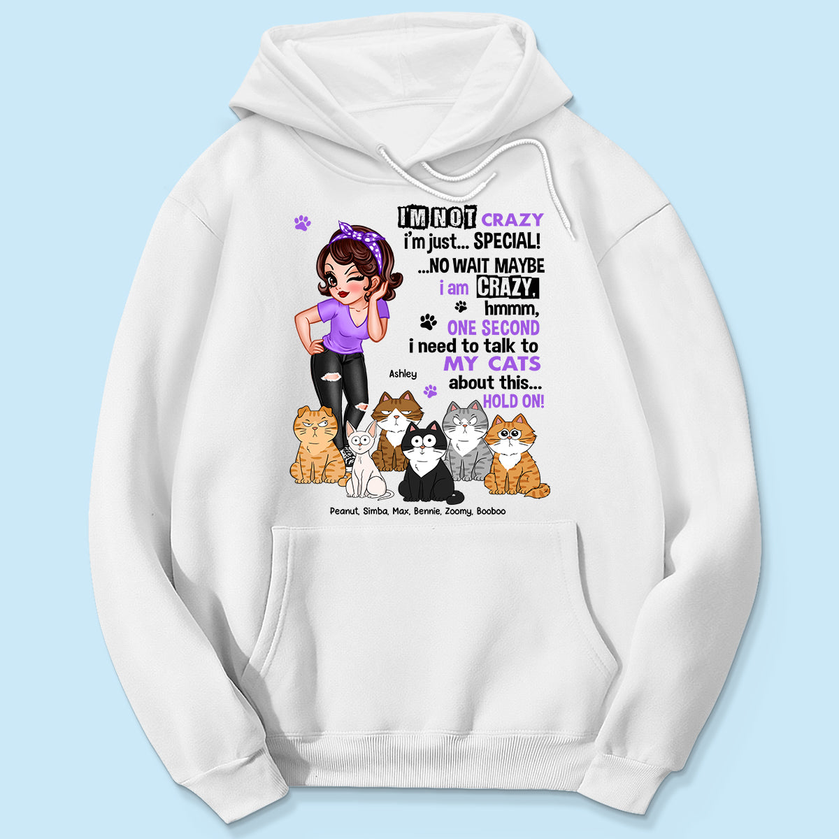 I'm Not Crazy Cat Mom Personalized Shirt
