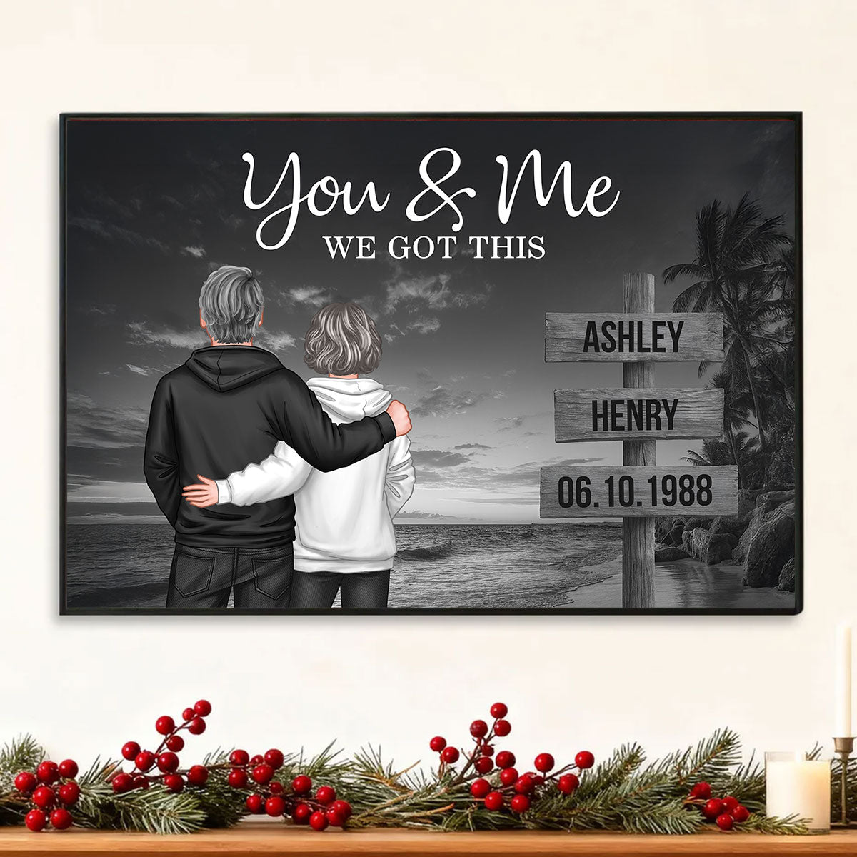Poaster Signs Retro Couple Street Sign Beach Landscape - Personalized Poster - Heart ...