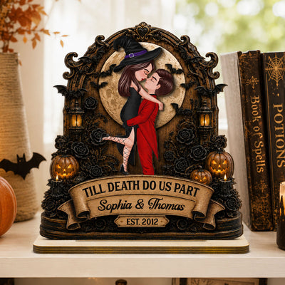 You're My Boo Forever Couple Under Moon - Personalized 2-Layered Wooden Plaque - Halloween Decor For Couple