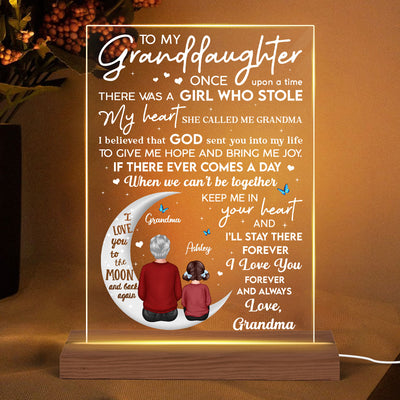 To My Granddaughter Grandma Personalized LED Night Light, Acrylic LED Lamp