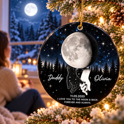 To The Moon And Back Holding Hands - Personalized Acrylic Ornament - Christmas Gift Memorial Sympathy Gift For Family