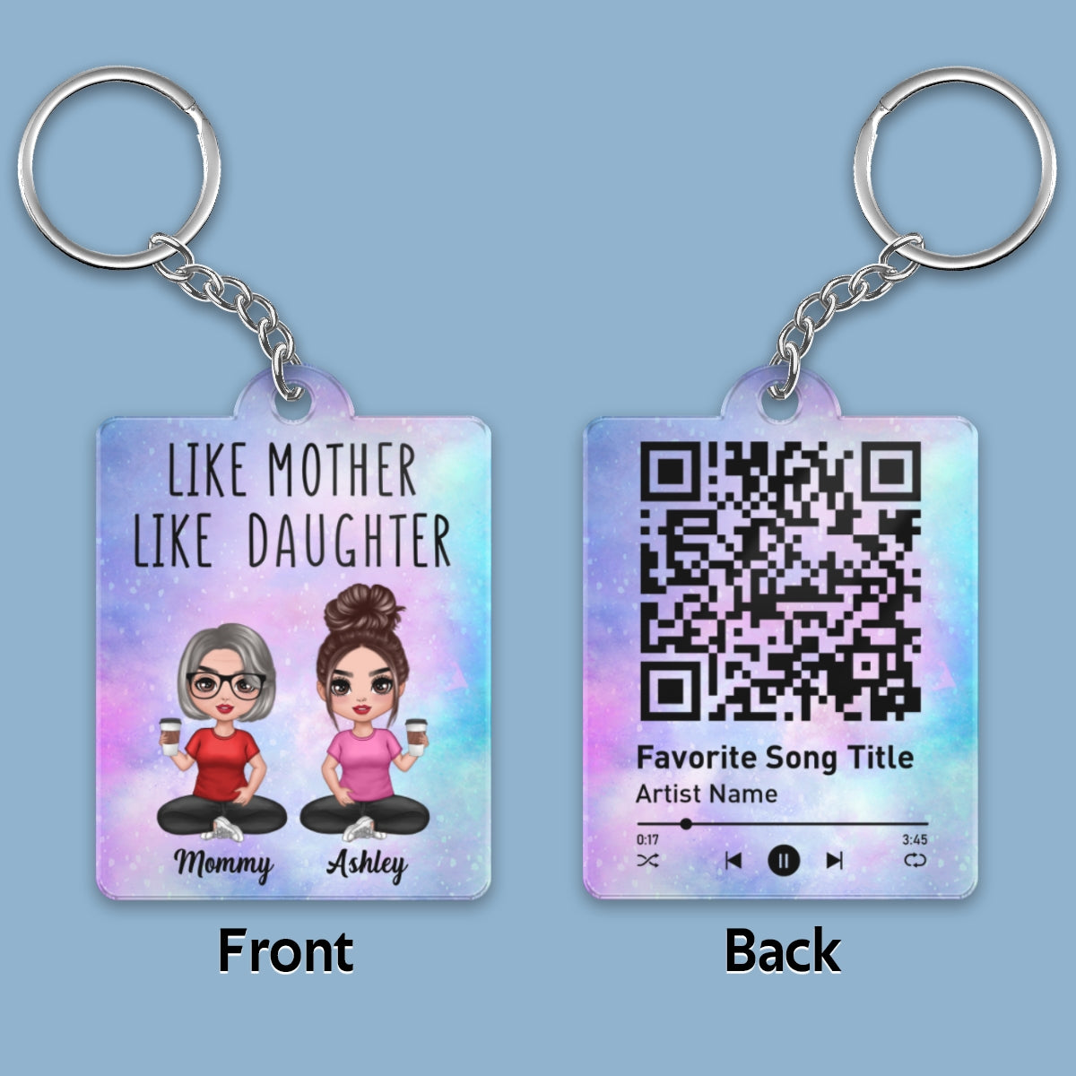 Like Mother Like Daughters Favorite Song Scannable QR Code Personalized Acrylic Keychain