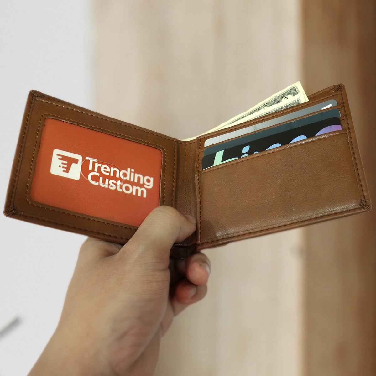 To Dad From Your Financial Burdens Funny Personalized Printed Leather Wallet