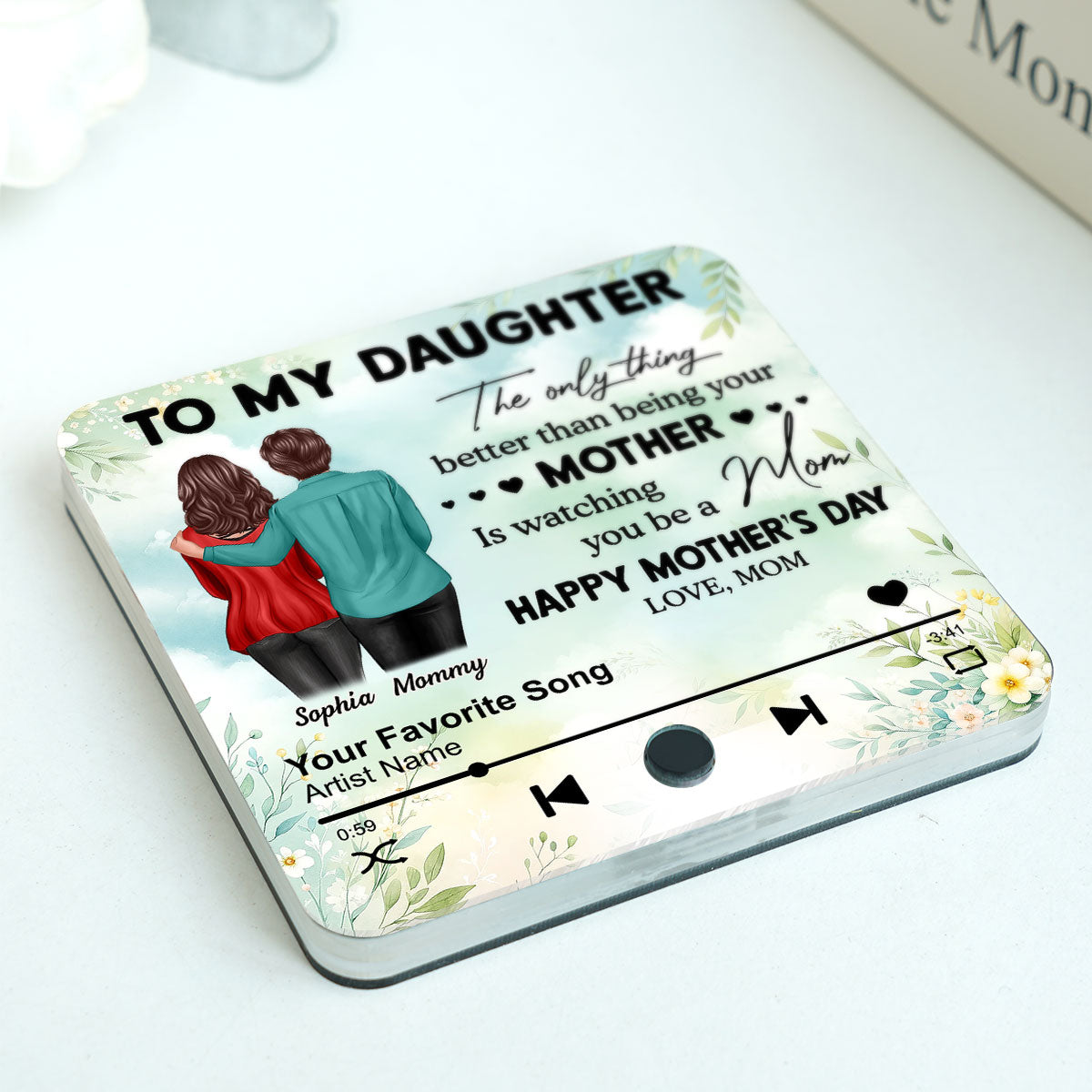 To My Daughter From Mom Personalized Music Fridge Magnet, Heartfelt 2025 Gift For Daughter