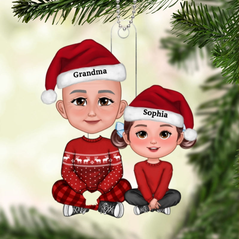 Cute Grandma Granddaughter Grandson Crossed Leg Personalized Acrylic Ornament