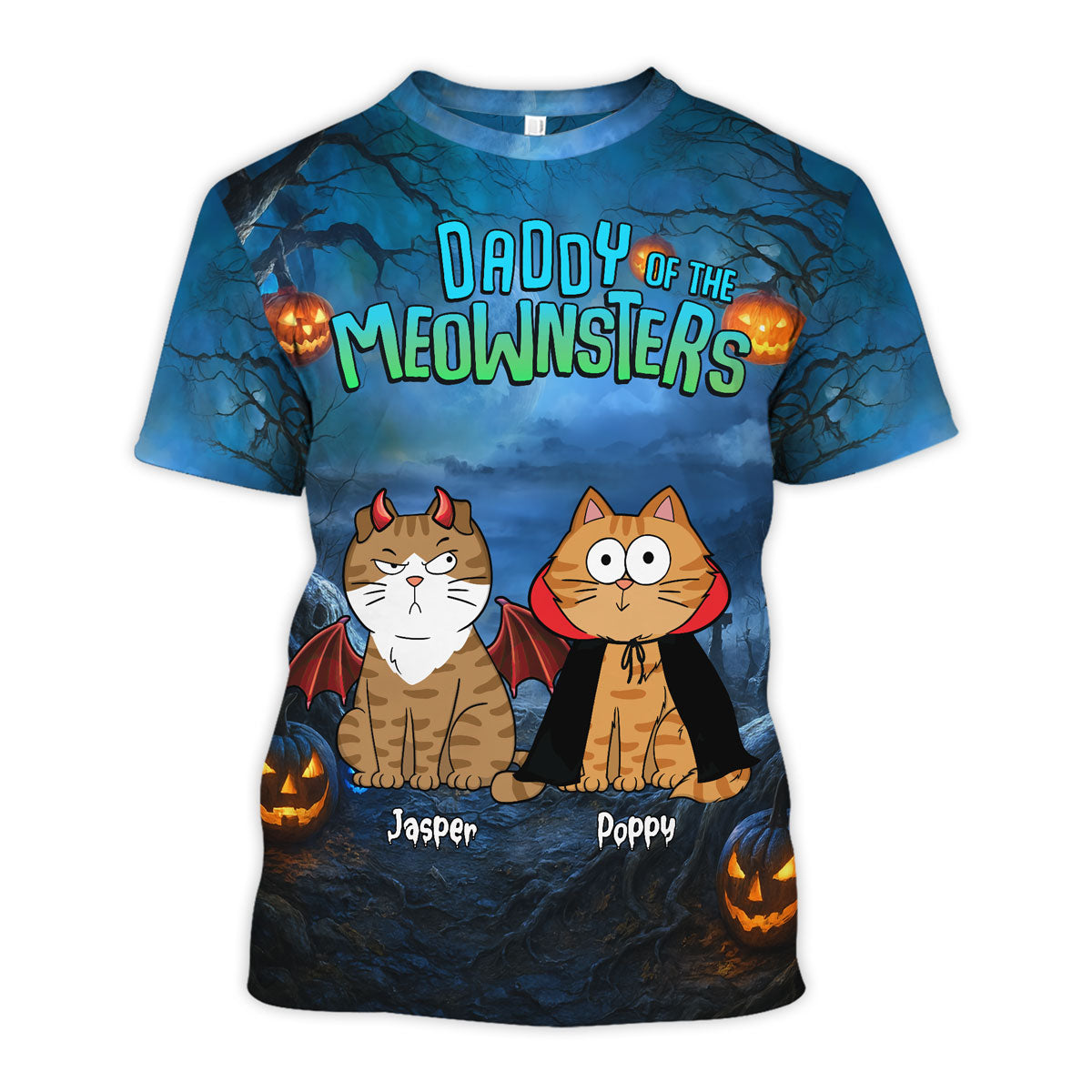 Halloween Night Mommy Daddy Of The Monsters Cats Personalized Shirt, Spooky Halloween Costume For Cat Lovers