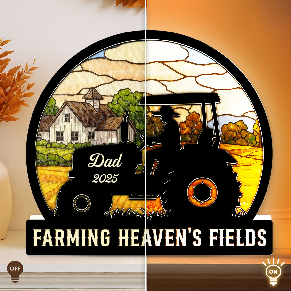 Farming In Heaven Memorial - Personalized Light Box - Memorial Keepsake For Family