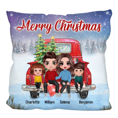 Family Couple On Christmas Truck Personalized Pillow (Insert Included)