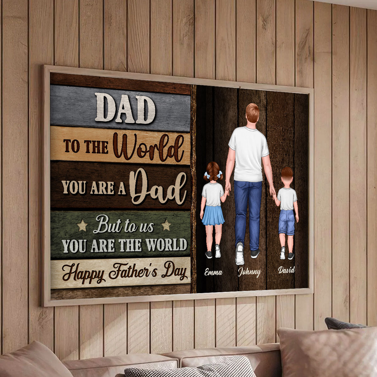 Colored Wood Pallets Dad You Are The World Personalized Poster| Heartfelt Father's Day Gift For Dad, Husband