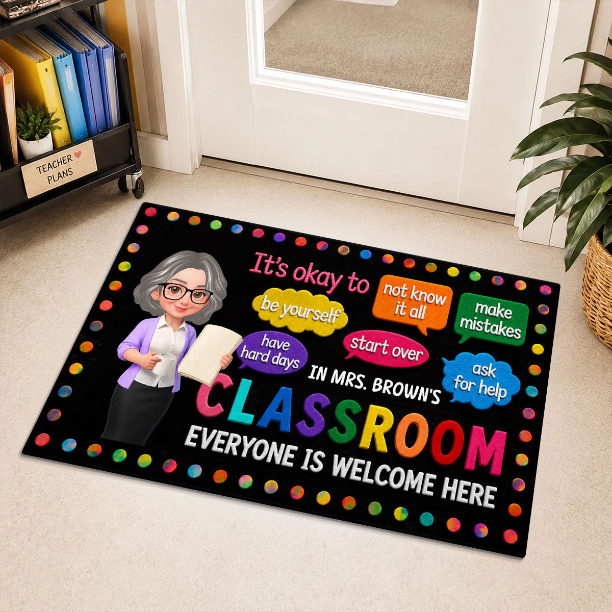 In Teacher Classroom It's Okay To Be Yourself - Personalized Doormat - Back To School Gift For Teacher, Classroom Decor