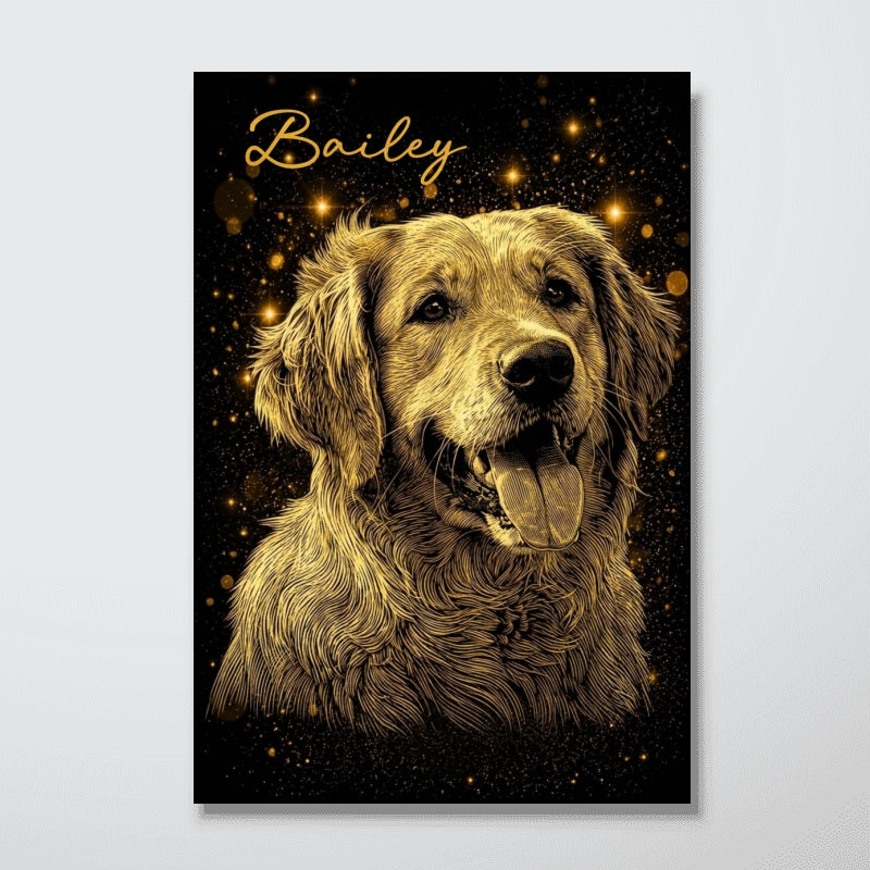 Golden Pet Memorial - Personalized Poster - Pet Loss Tribute Thoughtful Memorial from Photo