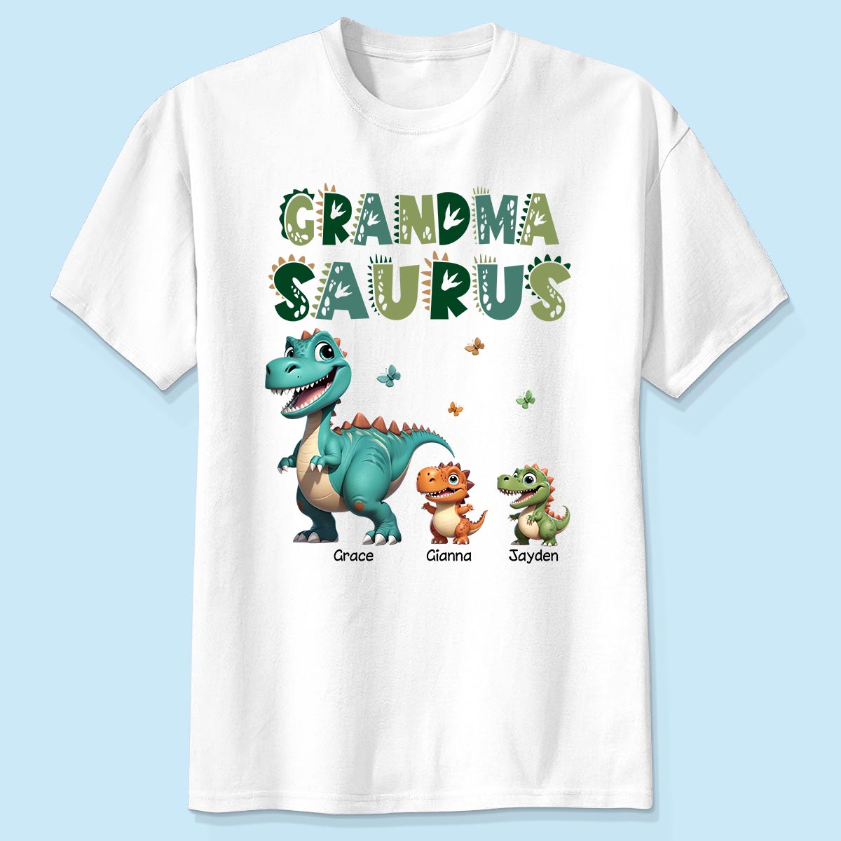 3D Effect Cute Dinosaurs Grandmasaurus Mamasaurus Personalized Shirt| Appreciation Gift, Birthday Gift For Mom, Grandma