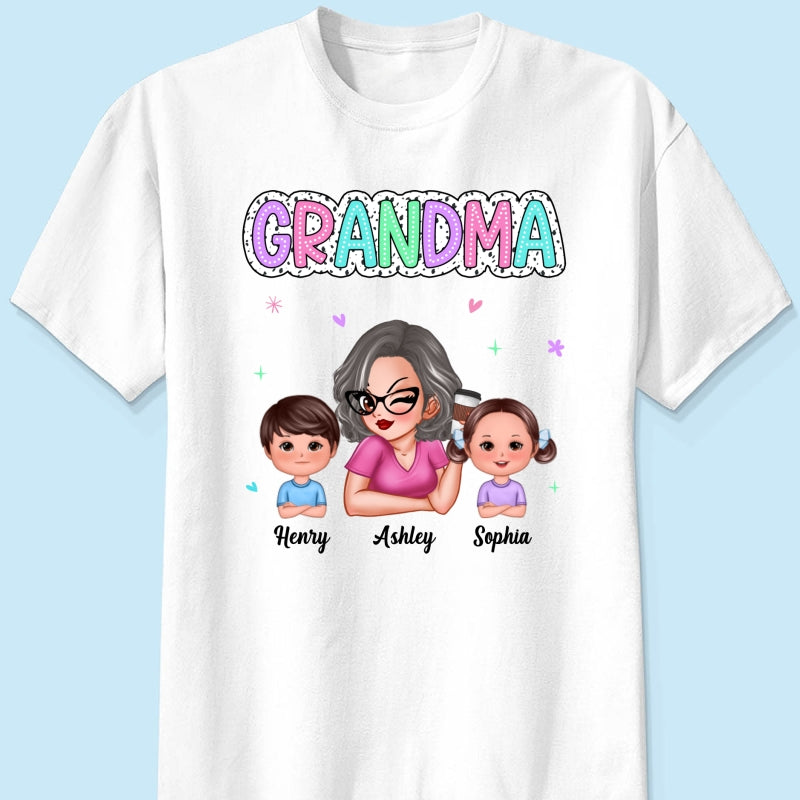 Summer Pastel Dalmatian Dots Grandma And Grandkids Personalized Shirt