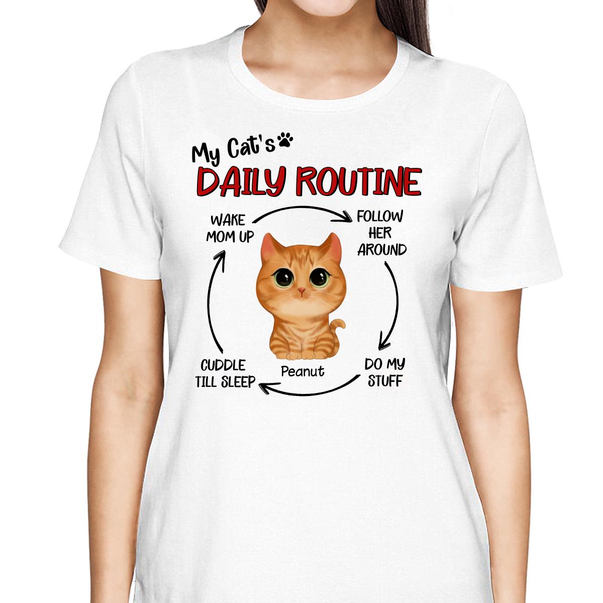 My Cats Daily Routine Cycle Watercolor Cute Cat Personalized Shirt