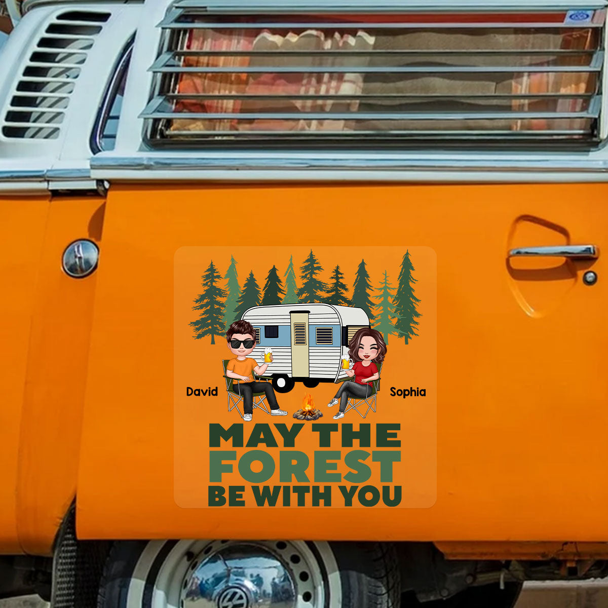 May The Forest Be With You Camping Couple Decor On Car Fridge Window Personalized Decal