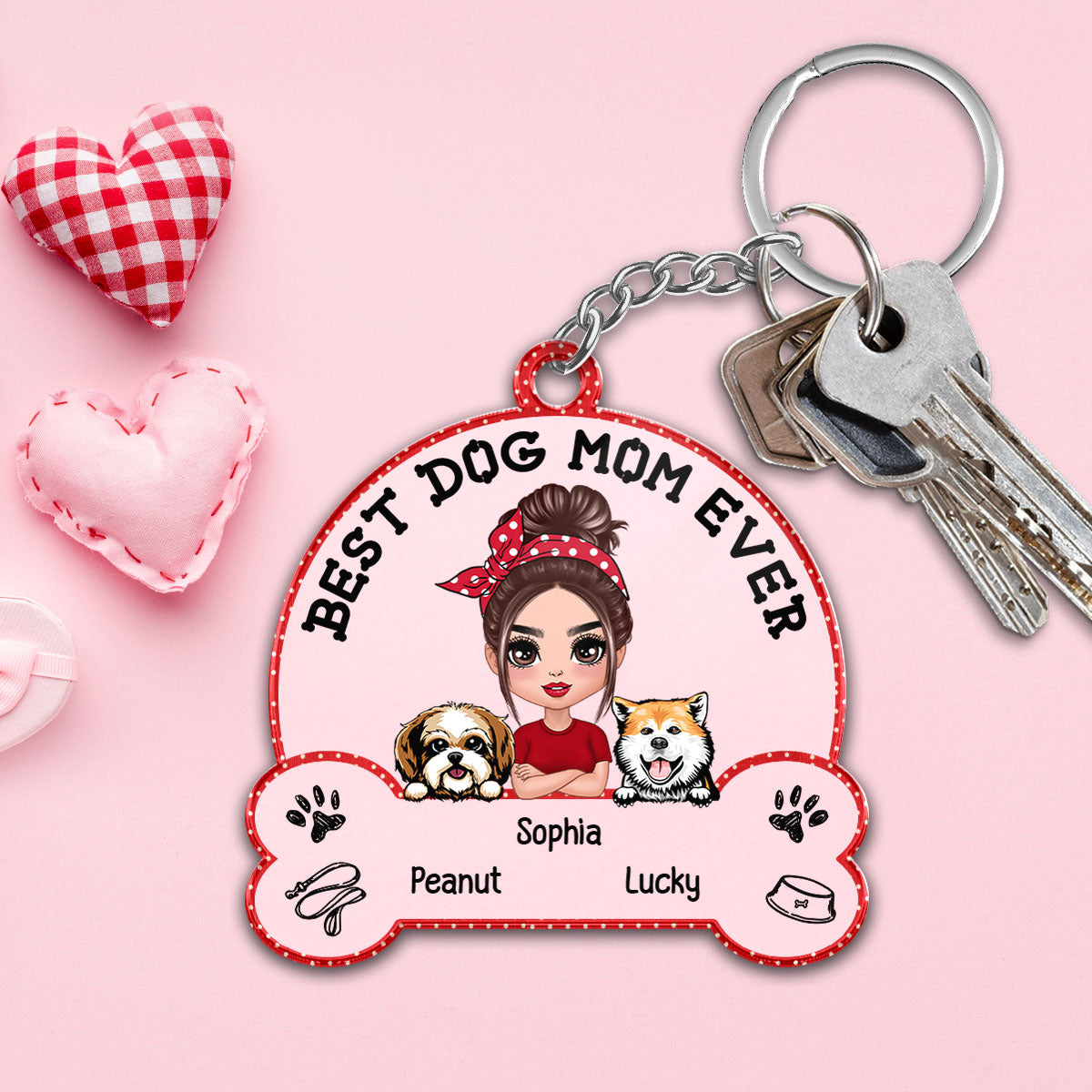 Best Dog Mom Ever Doll Woman & Dog Personalized Acrylic Keychain