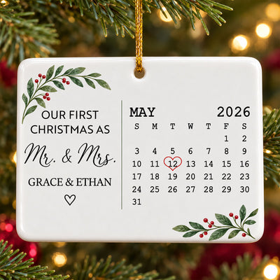 Our First Christmas Married - Personalized Ceramic Ornament - Wedding Gifts, First Christmas Keepsake For Newlyweds Couple