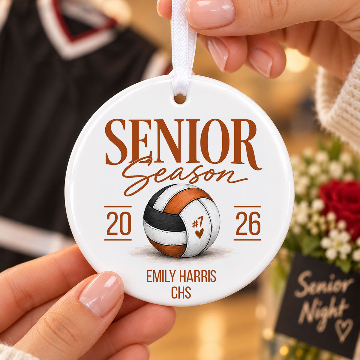 Senior Volleyball - Personalized Ceramic Ornament - Volleyball Senior Night Gift, Class of 2027 Keepsake, Volleyball Player Christmas Gift