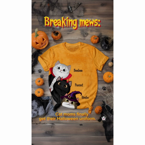 Peeking Halloween Cats Spooky Vibe - Personalized 3D Shirt